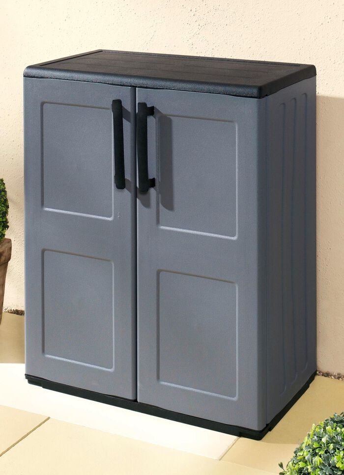 Tuinkast met stevige stalen scharnieren GRIJS