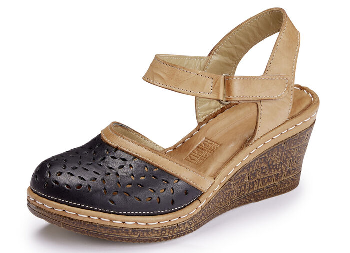 Gemini sandaal van geperforeerd rundnappaleer ZWART