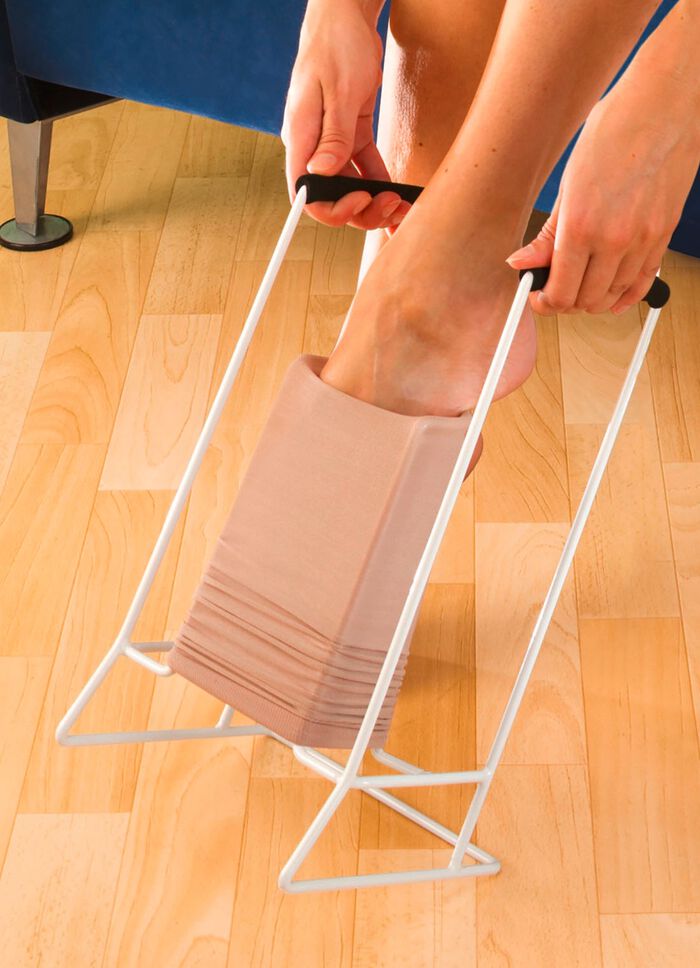 Aankleedhulpmiddel voor compressiekousen WIT