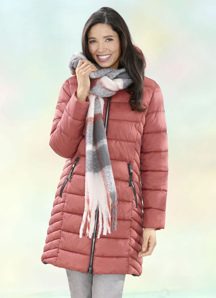 Functionele korte mantel met afneembare capuchon 