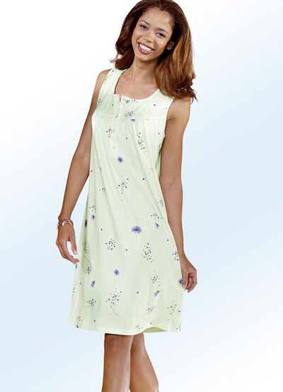 Pak van twee nachthemden met brede schouderbandjes en knopenlijst 