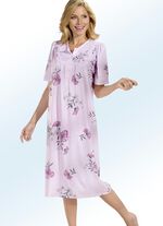 Nachthemd, korte mouwen met knoopsluiting ROSÉ-MEERKLEURIG