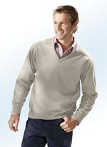 Trui in 4 kleuren met V-hals BEIGE GEMÊLEERD