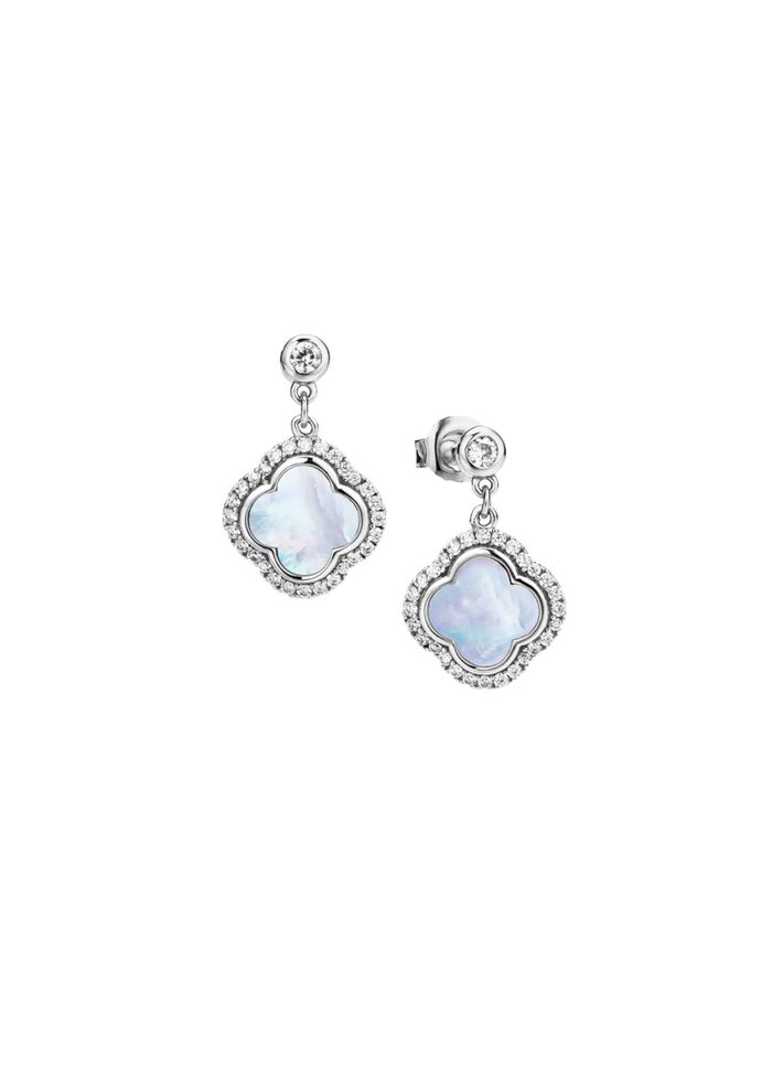 Klaveroorknopjes van zilver en parelmoer 