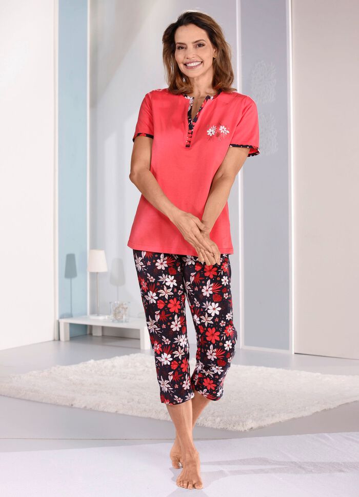 Twee-pack pyjama's, korte en lange mouwen met knoopsluiting 