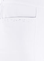 Broek met glinsterende kralen- en glittersteentjesversiering. WIT