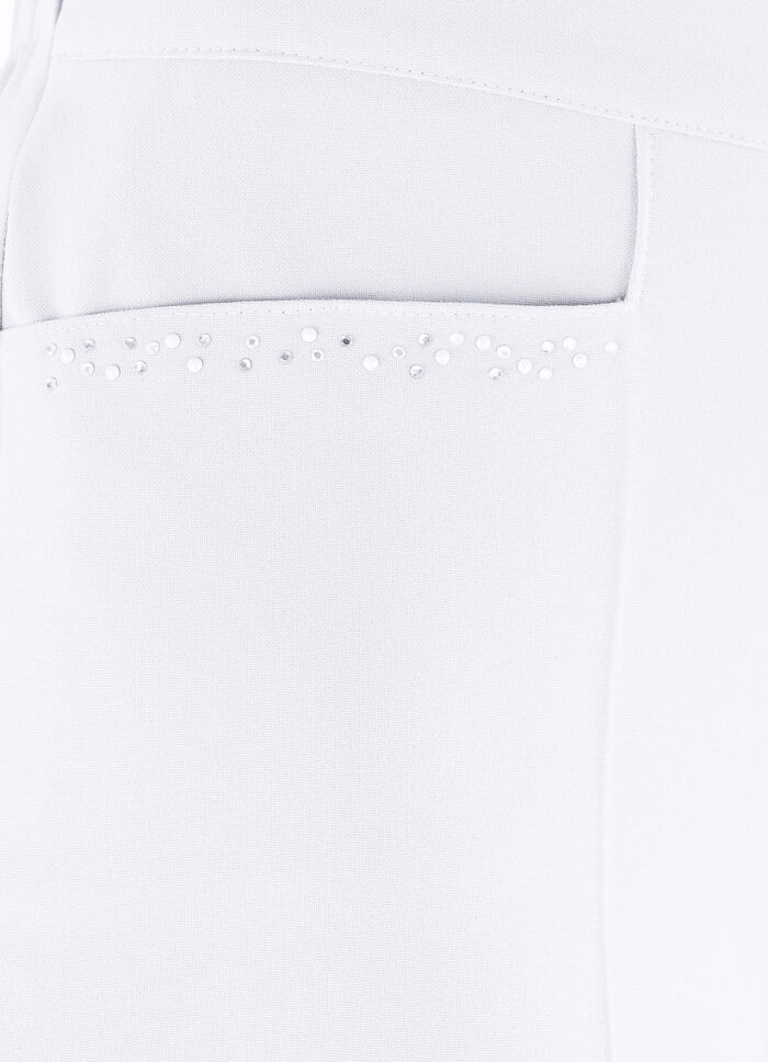 Broek met glinsterende kralen- en glittersteentjesversiering. WIT