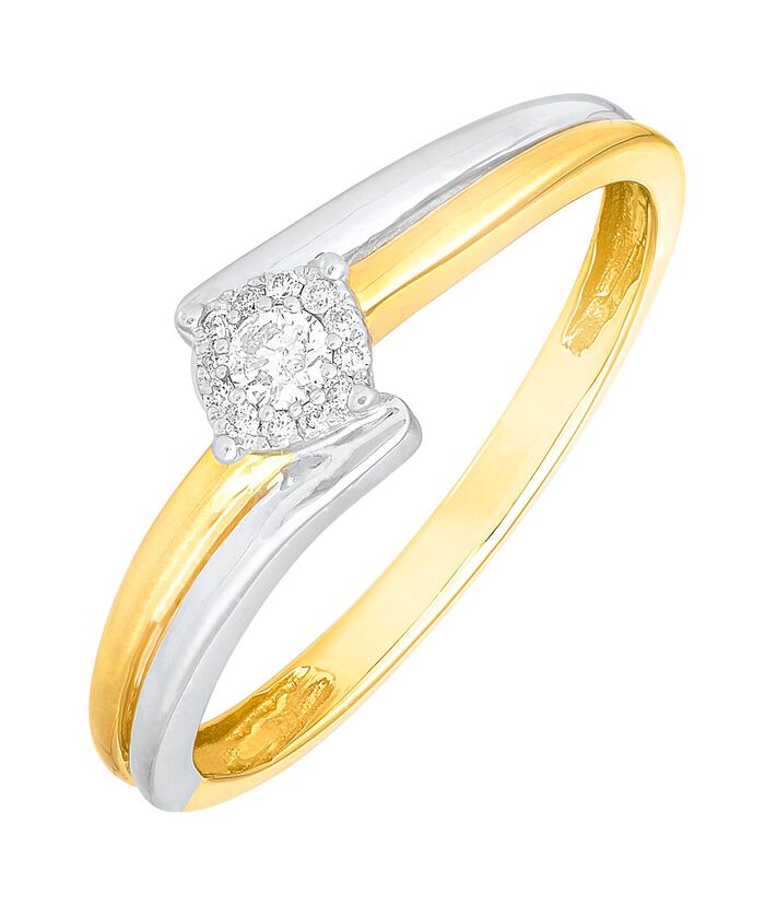 Tweekleurige damesring met 13 briljanten 