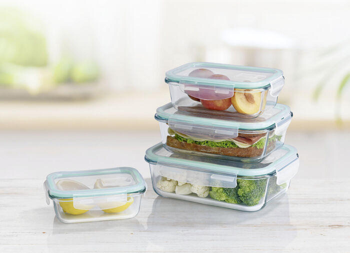 Glazen voedselbewaarbakjes 4 stuks. 