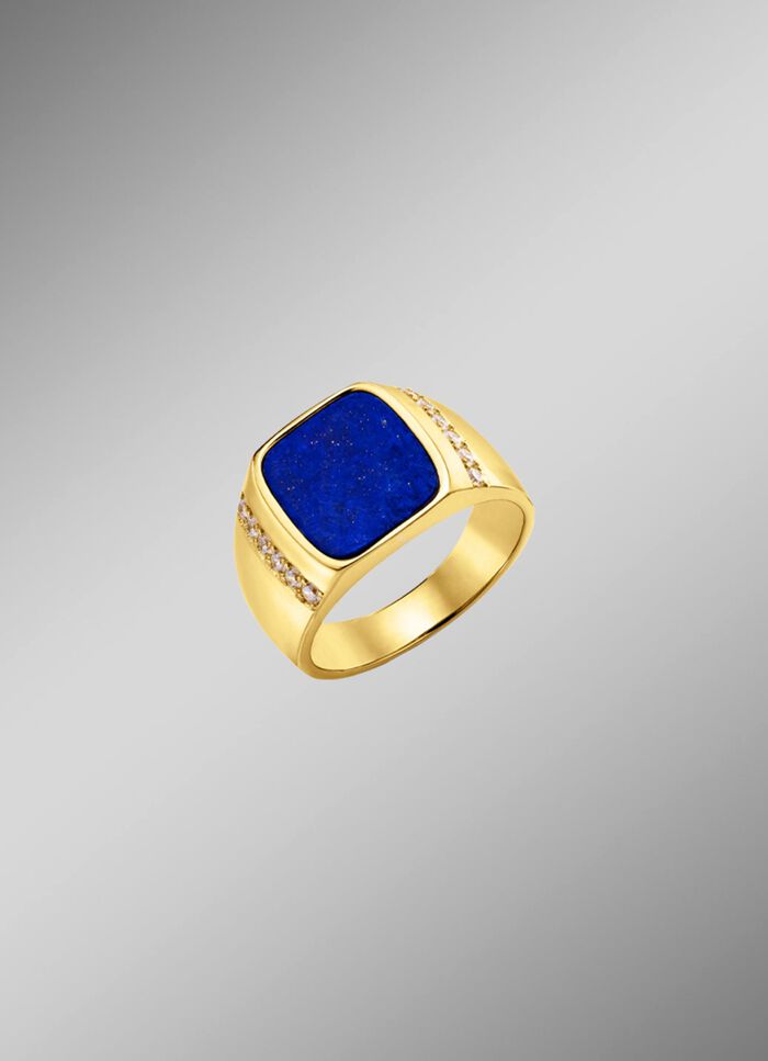 Herenring met lapis lazuli en zirkonia 