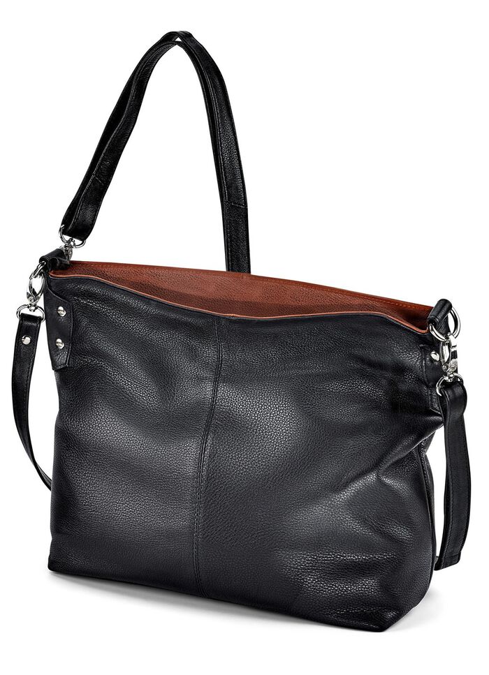 Laurina, tas, dames, met verstelbare schouderband ZWART-KASTANJE