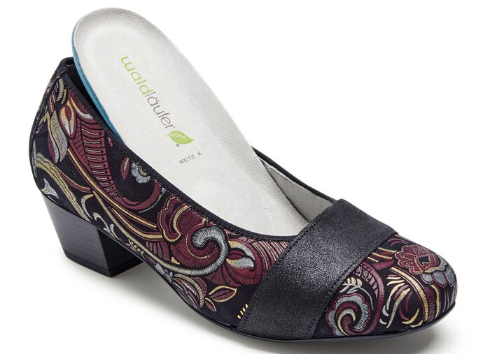 Waldl&auml;ufer, comfortabele damespumps, breedte K, met uitneembaar voetbed ZWART KLEURRIJK