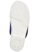Tweepak warme damespantoffels, breedte H, met wol TAUPE+DONKERBLAUW
