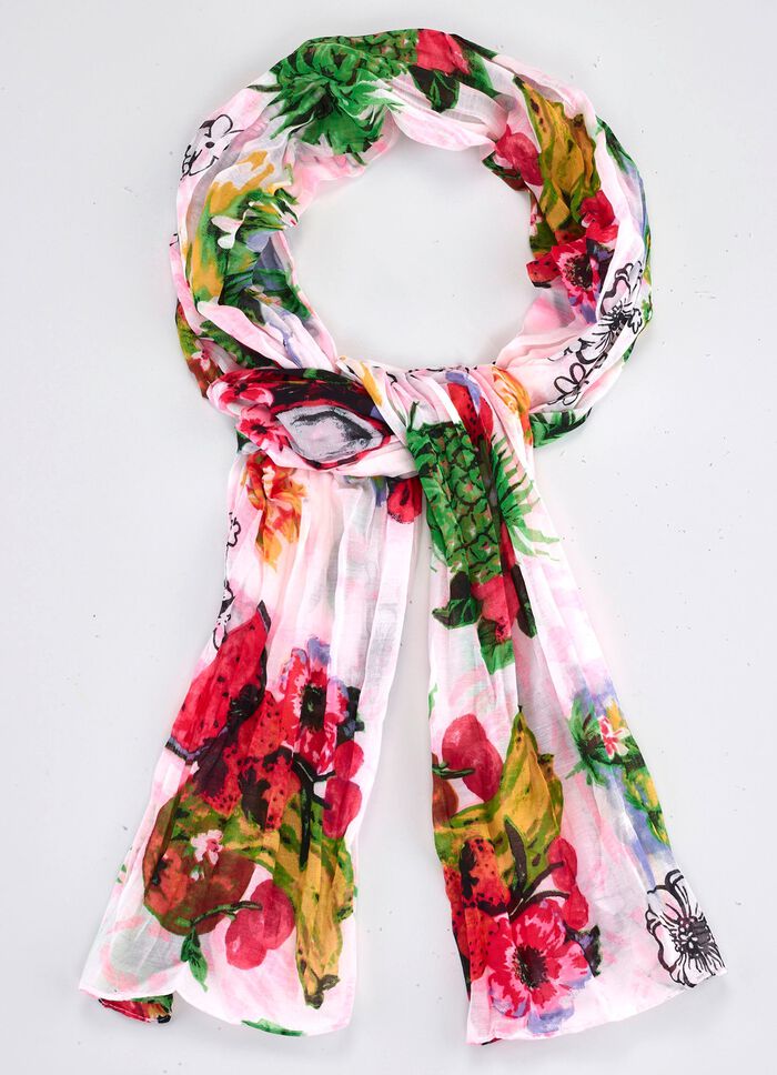 Sjaal met een verfijnd fruitdessin 