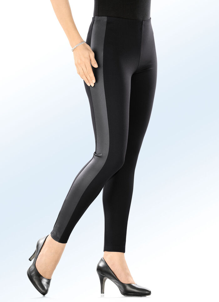 Leggings in een interessante materiaalmix ZWART