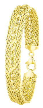 Armband, vlechtketting aan de buitenkant en koordketting aan de binnenkant, met sieradenkarabijnhaak