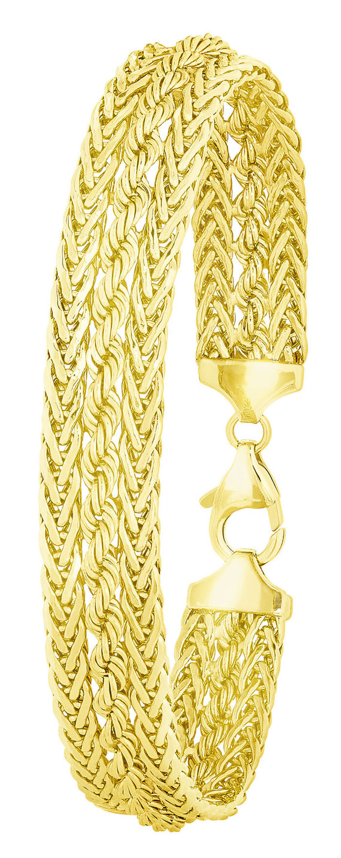 Armband, vlechtketting aan de buitenkant en koordketting aan de binnenkant, met sieradenkarabijnhaak