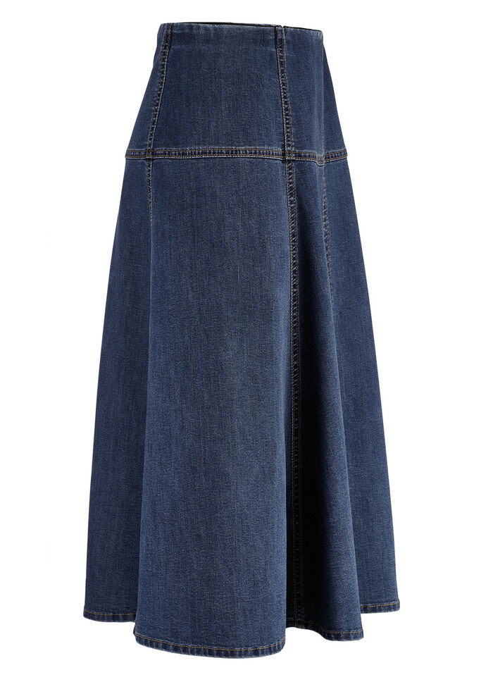 Denimrok met contrasterende deelnaden DUNKELBLAU