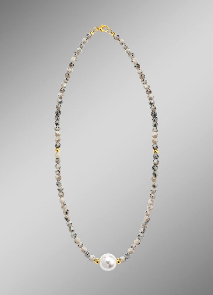 Ketting met parelglans en edelsteenglans 