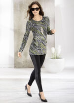 Leggings in een interessante materiaalmix ZWART