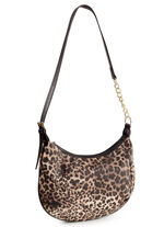 Tas, dames, met verstelbare schouderband met kettingdetail BRUIN-ZWART