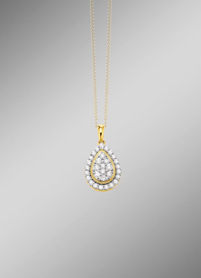 Druppelvormige hanger met diamanten 