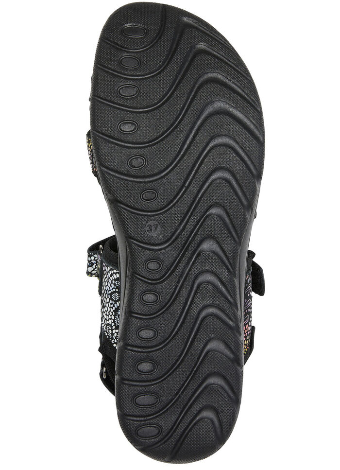 Gemini trekkingsandalen met kleurrijk bloemenreliëf ZWART