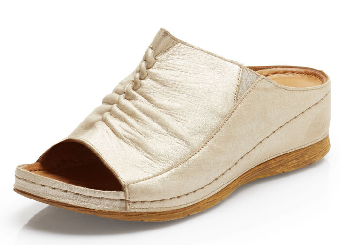 Gemini muiltjes met elastische zijkanten GOUDBEIGE