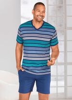 Shorty met V-hals en garengeverfde strepen 