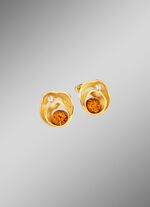 Schitterende oorbellen met echte barnsteen en synthetische zirkonia 