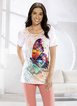 Shirt met vlinderprint in 2 kleuren WIT-BONTE