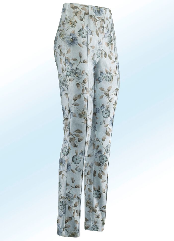 Broek met kleurharmonisch bloemmotief 