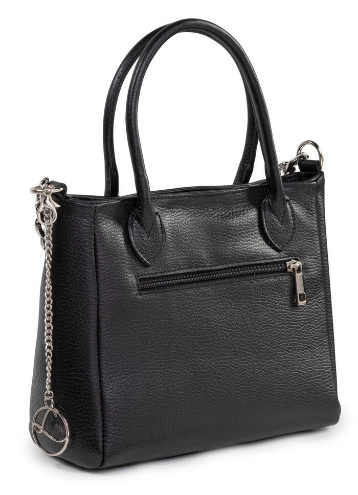 Laurina tas van generfd nappaleder met decoratieve ketting 