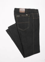 Jeans met elastische taillebandinzetstukken in 3 kleuren ZWART