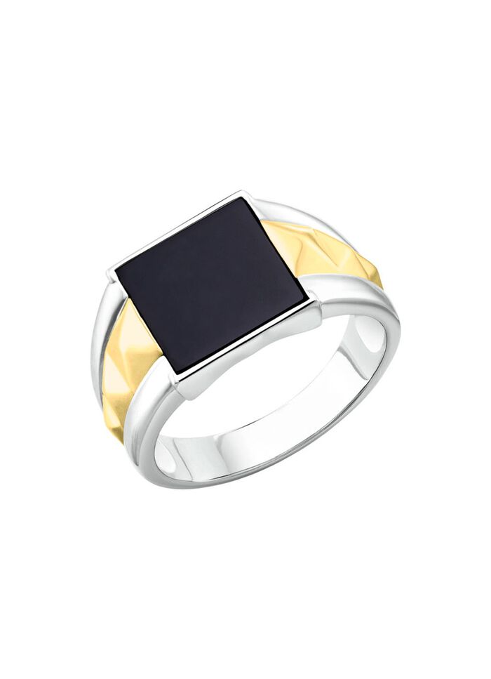 Herenring in bicolor met agaat 