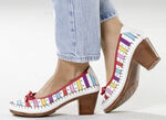 Gemini pumps van rundnappaleer met strik WIT-MULTICOLOR