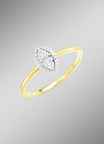 Damesring met 3 briljant geslepen diamanten en 20 diamanten 