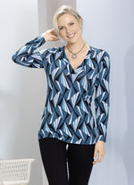 Overhemd met allover patroon in 2 kleuren PETROL-BLAUW