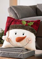 Kussensloop met sneeuwpopapplicatie 