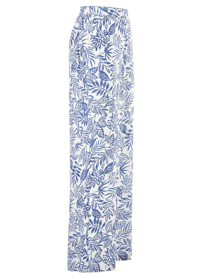 Broek in modieuze breedte ECRU-BLAU