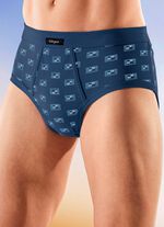 Set van zes slips van fijne ribstof met gulp, met bont dessin 