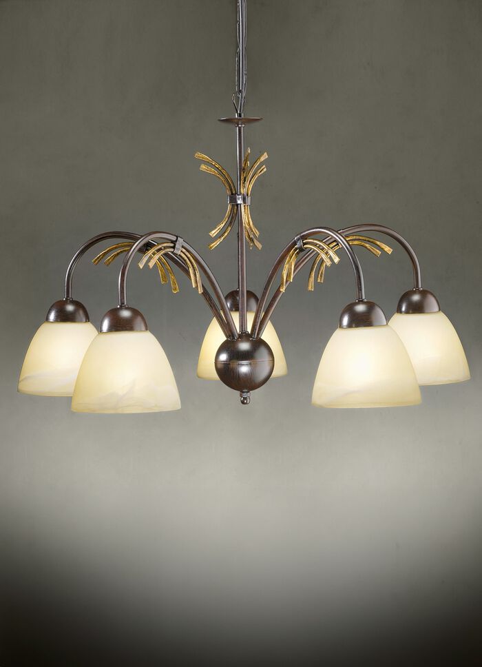 Hanglamp, 5-lichts, met ijzeren frame 