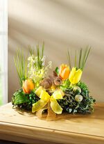 Verlicht tafelbloemstuk 