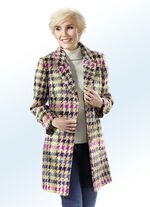 Korte mantel met fantastisch pied-de-poule dessin 