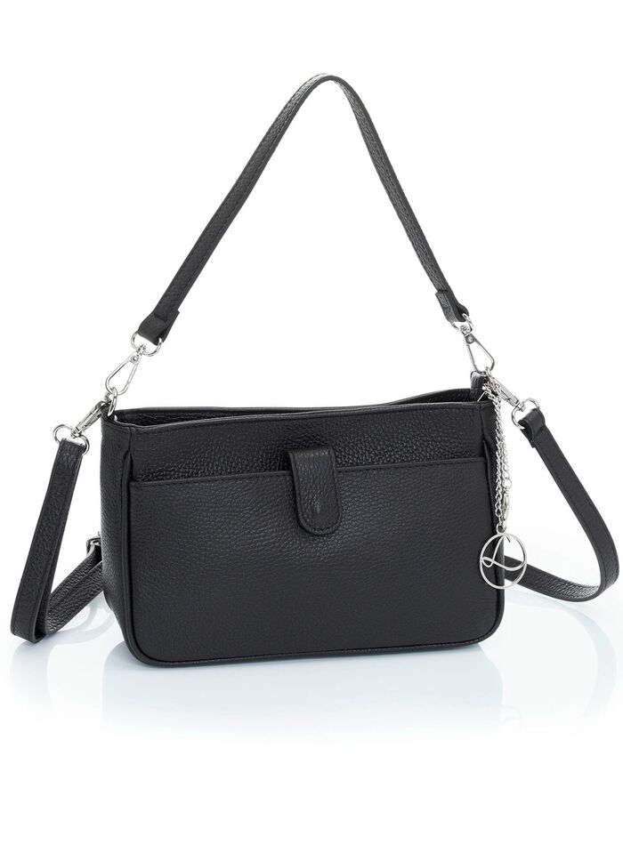 Tas Laurina van generfd kalfsnappaleer ZWART