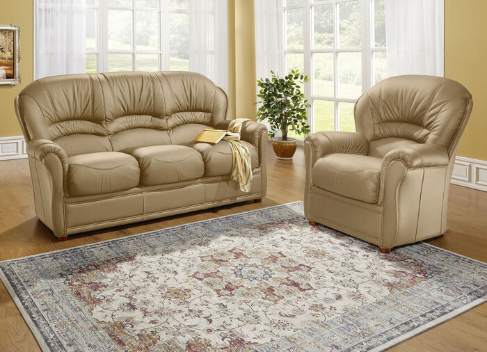 Gestoffeerd meubilair met bekleding van echt leer TAUPE