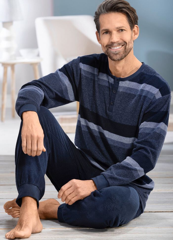 Badstof pyjama met knoopsluiting 