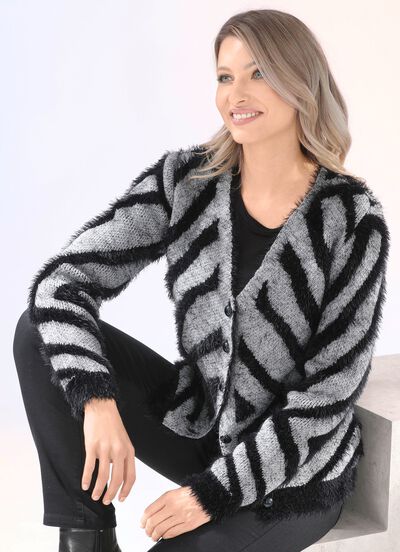 Vest met garen met harig effect 