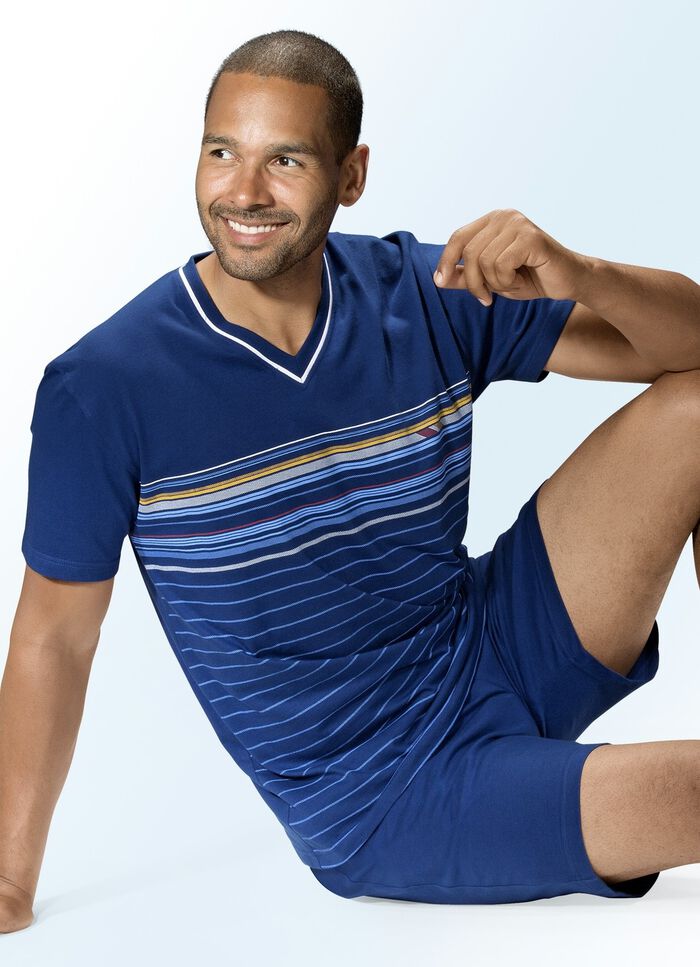 Shortama met V-hals en ringmotief voorzijde 