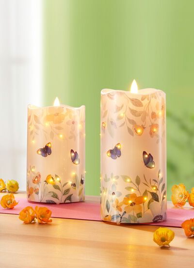 LED-kaarsen van echte was, set van 2, met flikkereffect 